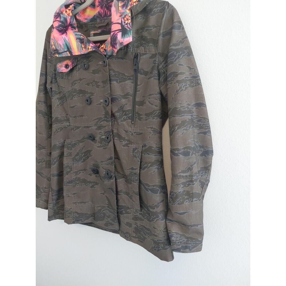 VTG Hurley Double Breasted Women LARGE Hood Camo VIVID Hawaiian Pink Y2K Skater - Picture 5 of 16